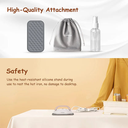 Handheld Mini Electric Dry Iron 120V/220V Dual-voltage 30S Heat Non-steam Garment Irons for Clothes Portable Lightweight Travel.