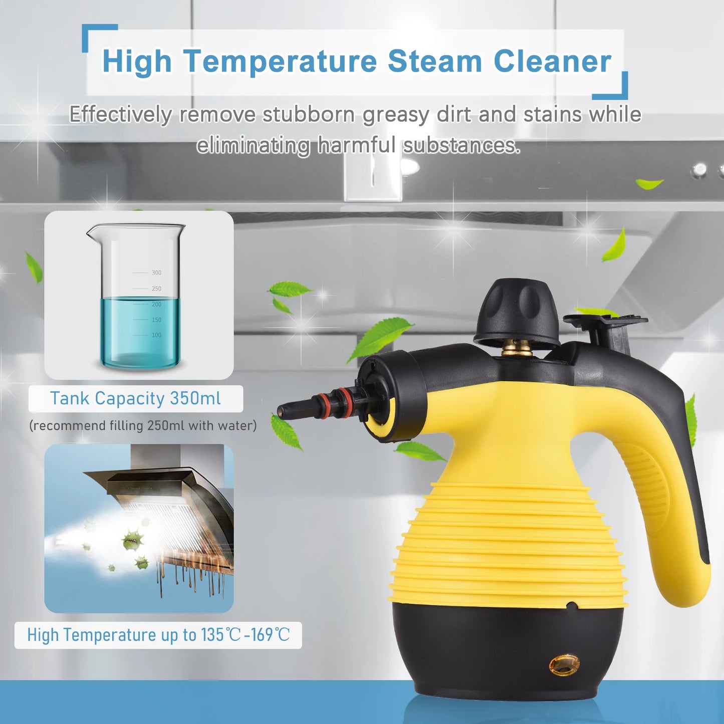 Handheld Steam Cleaner for Home 1050W High Temperature Pressurized Steam Cleaning Machine with 9PCS Accessory Steamers. 

Handheld Steam Cleaner 1050W High Temp Machine with 9PCS Accessory Steamers