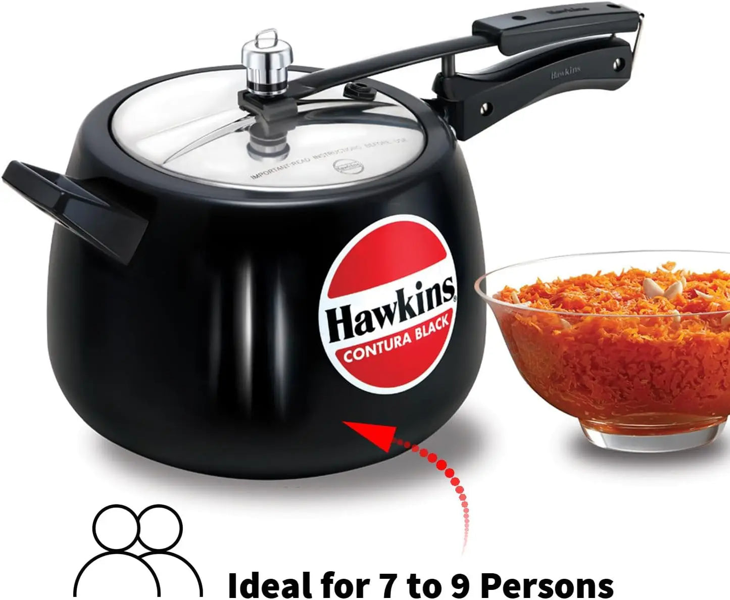 Hawkins CB65 Hard Anodised Pressure Cooker 6.5-Liter Contura Black