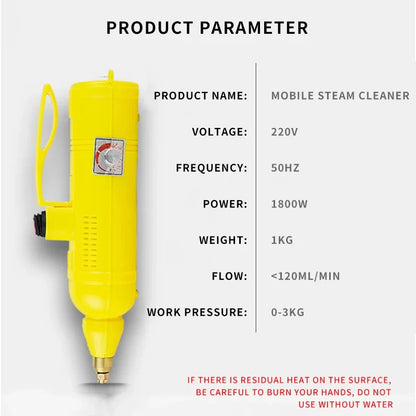 High Pressure Steam Cleaner 1800W Handheld Jet Cleaner