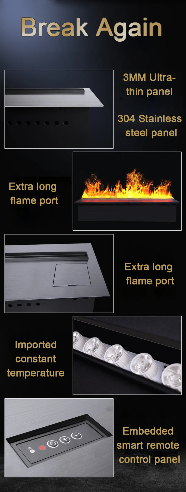 Customized Classic Inserts 3D Fog Vapor Electric Fireplaces