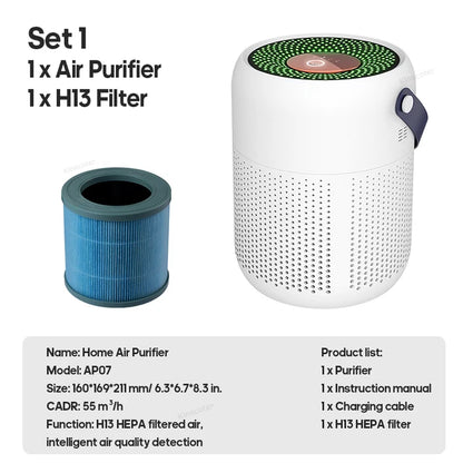 Electric Air Purifier With H13 HEPA Filter - Desktop Air Cleaner
