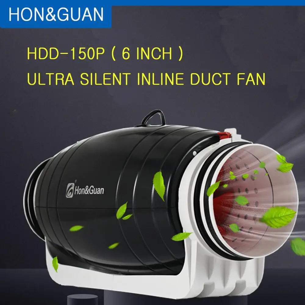 6'' Ultra Silent Duct Fan 110V 220V Powerful Mixed-Flow Exhaust Ventilator