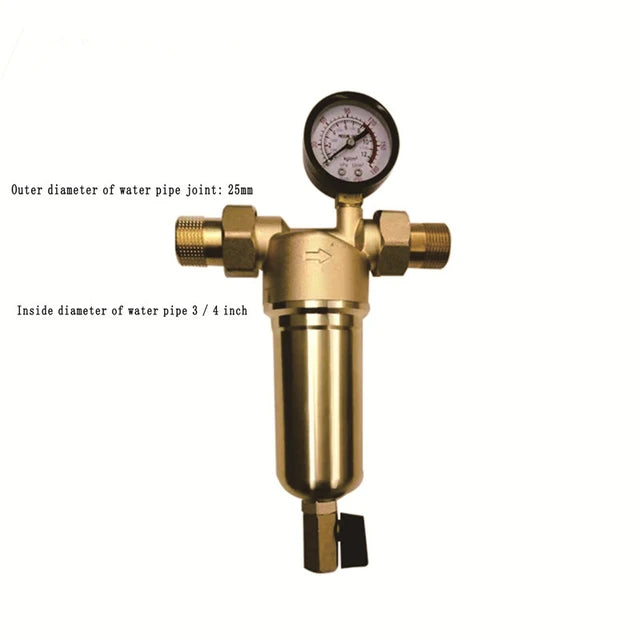 Hot Water Pre-filter with Pressure Gauge Stainless Steel Mesh Filter