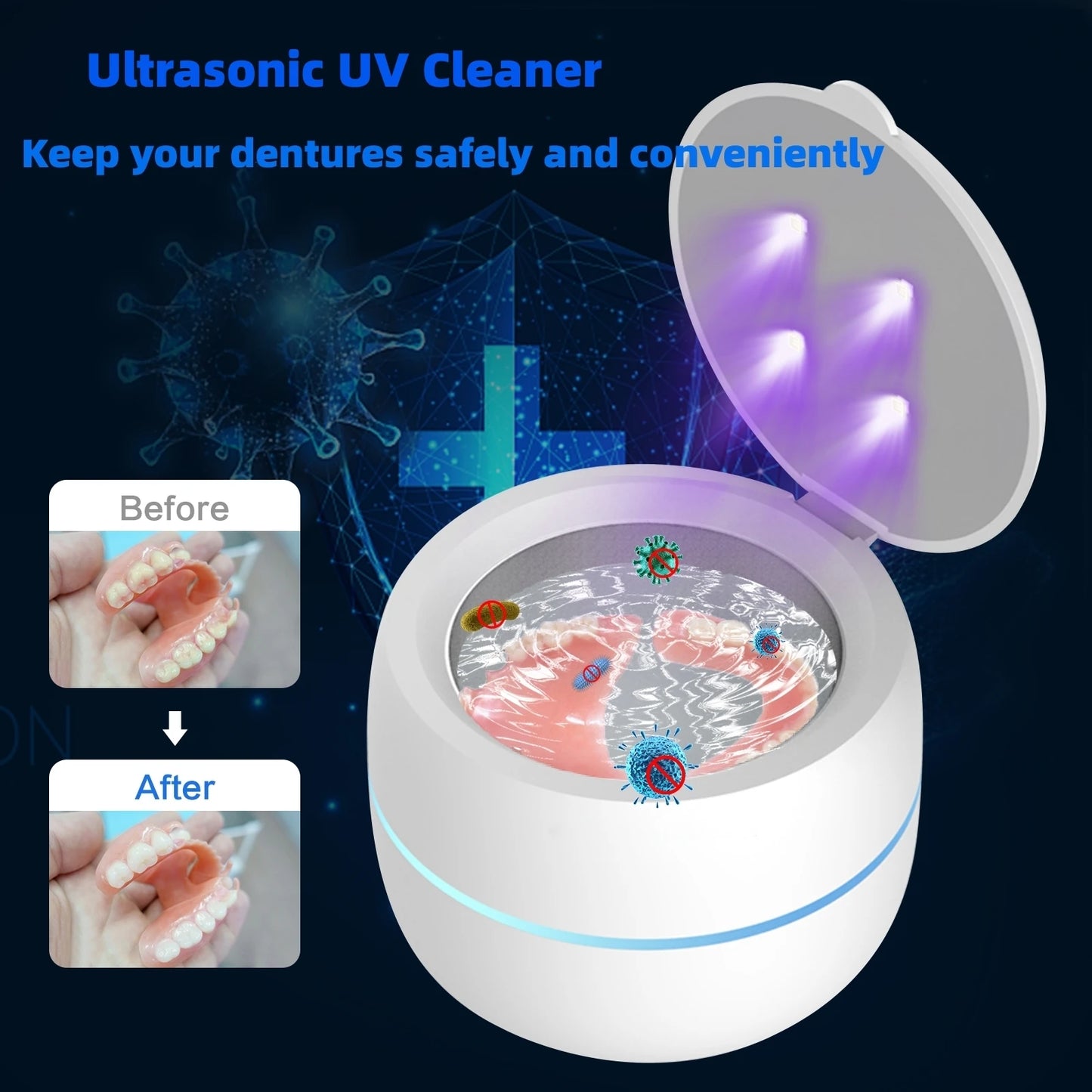 Ultrasonic UV Denture Cleaner
Jewelry Cleaning Kit
False Teeth Aligner Retainer Cleaner