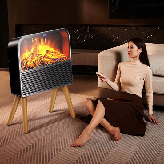 Infrared Graphene Heater Retro Design High Polymer Purifying Air Quick Heating 3D Fireplace Bathroom Wall-mounted.