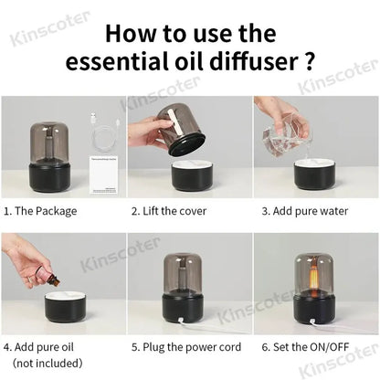 KINSCOTER Portable Aroma Diffuser USB Air Humidifier Essential Oil Night Light