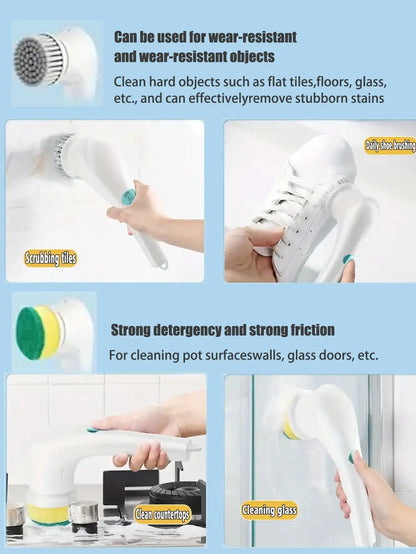 Electric Scrubber Rotary Brush Cleaning Set