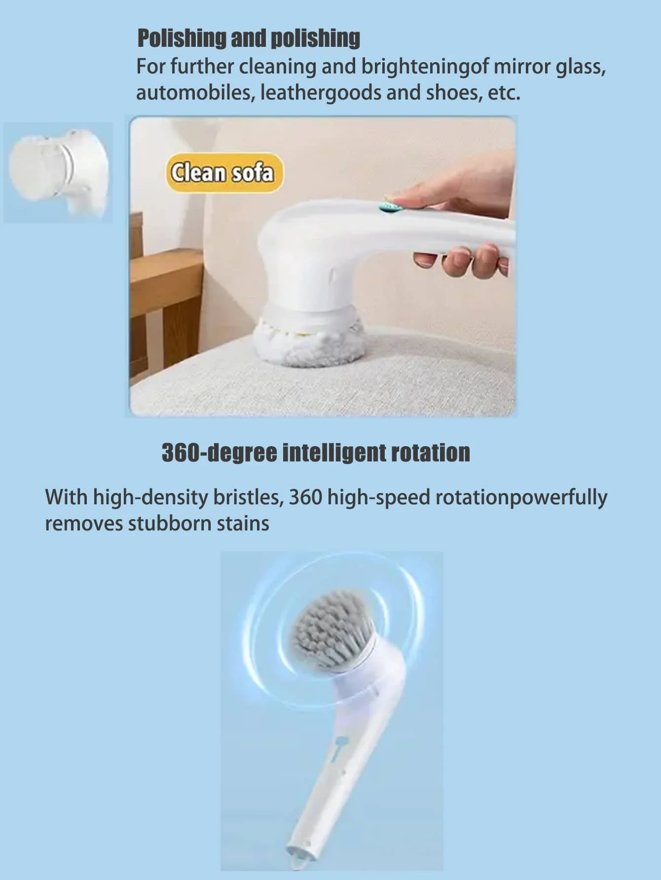 Electric Scrubber Rotary Brush Cleaning Set