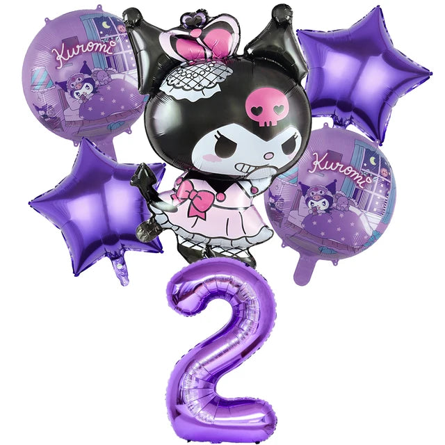 Kuromi Birthday Balloon Set Girls Party Decoration Number Balloons Suit Cute Kawaii Ornaments Backdrop Baby Shower Decor Gifts.