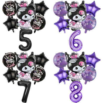 Kuromi Birthday Balloon Set Girls Party Decoration Number Balloons Suit Cute Kawaii Ornaments Backdrop Baby Shower Decor Gifts.