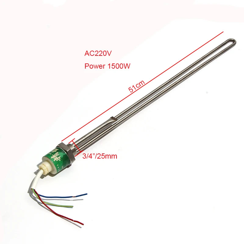 25mm Thread Solar Water Heater Auxiliary Heater Side Inserted Heating Tube with Temperature Control