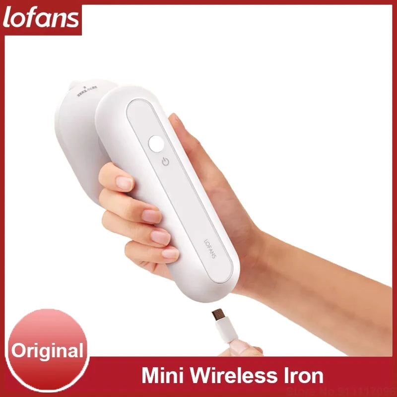 Lofans Wireless Electric Mini Iron Portable Cordless Ironing Machine Handheld Smart Steamer Iron For Clothes 90Â° Rotate Panel. 

Mini Cordless Smart Steamer Iron