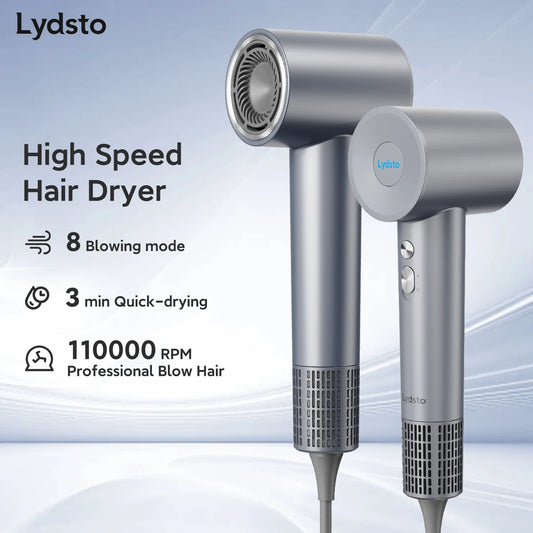 Lydsto High Speed Hair Dryer - Negative Ion Hair Care 110,000 Rpm Professional Quick Dry LED Light 59dB Low Noise - High Speed Blow