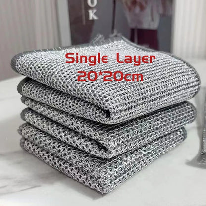 Magic Steel Wire Cleaning Cloths Double-sided Thickened Metal Silver Wires Rags Kitchen Dish Pot Washing Cloth Towel Clean Tool
Kitchen Dish Pot Washing Cloth Towel