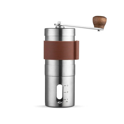 Manual coffee bean grinder portable with adjustable settings. Great for coffee lovers who enjoy freshly ground coffee. Perfect for French press coffee. Includes a brush for easy cleaning.
