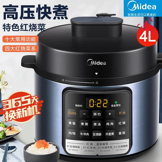 Midea Electric Pressure Cooker 4 Liters Large Screen Houseold Multi-Function Smart Reservation Rice Cooker