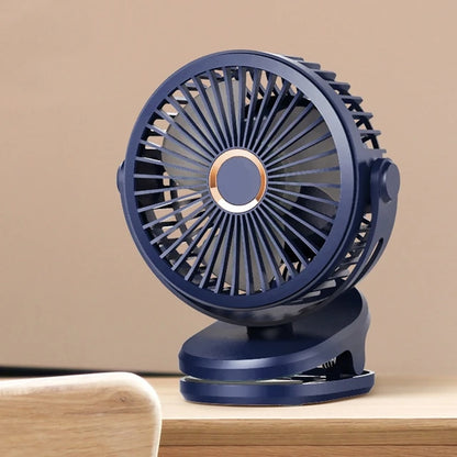 Mini 10000mAh Clipped Fan 360Â° Rotation 4-Speed Wind USB Desktop Ventilator