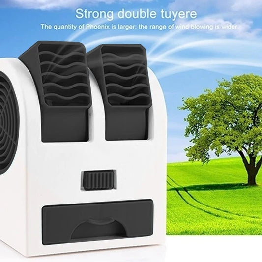 Mini Air Conditioning Fan 
3-In-1 Fan Humidifier Purifier 
USB/Battery Powered Portable Air Cooler