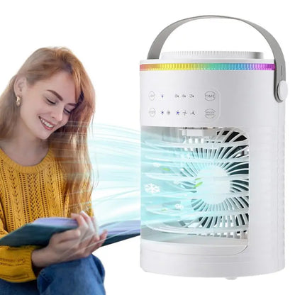 Mini Air Cooler Compact Cooler Evaporative Air Fans USB Evaporative Ventilator With 3 Fan Speeds 7 LED Lights For Home Room.