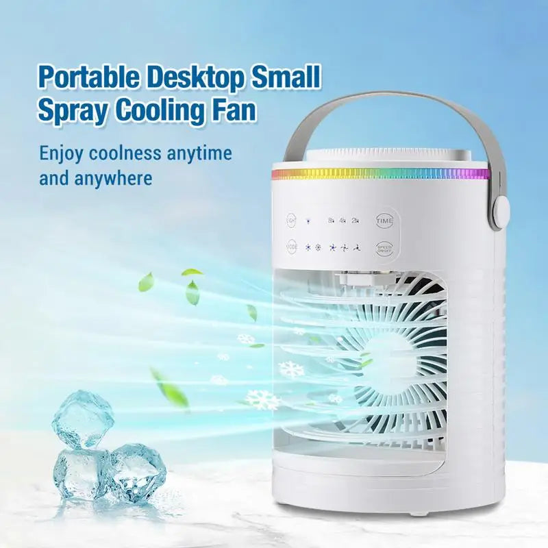 Mini Air Cooler Compact Cooler Evaporative Air Fans USB Evaporative Ventilator With 3 Fan Speeds 7 LED Lights For Home Room.