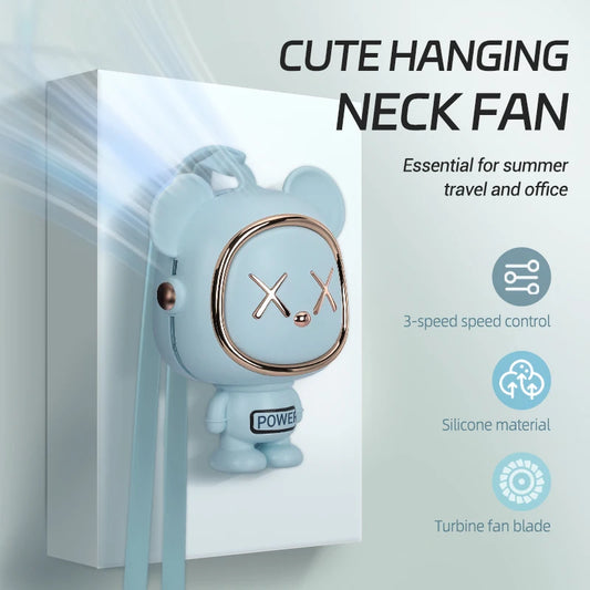 Mini Portable Hanging Neck Fan Cute Quiet Small Personal Eyelash Fan 3 Speed Travel for Kid Gift Cooling Pocket Ventilador.