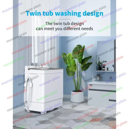 Mini Washer & Spinner 26lbs Portable Washing Machine
Built-in Drain Pump Twin Tub Semi-Automatic 26lbs Compact