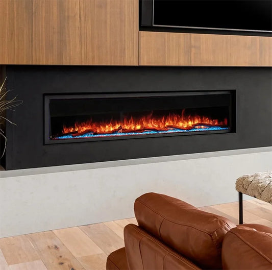 Modern Electric Fireplace Linear 72 Inch Wall LED Flame Heater Insert