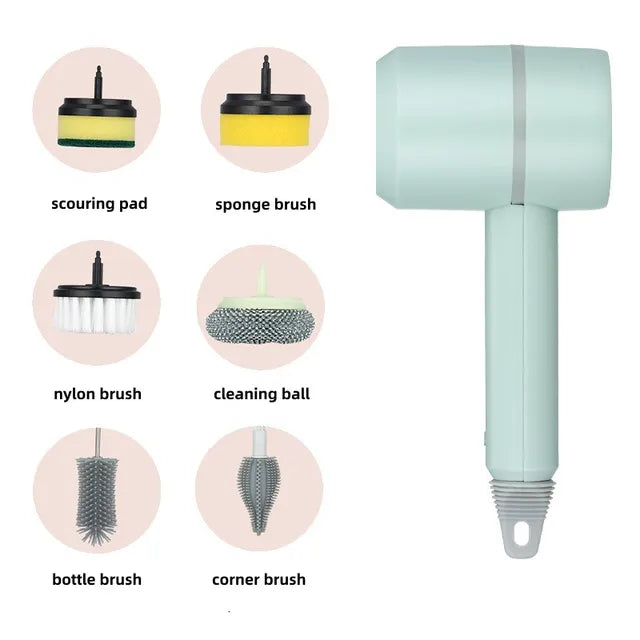 Electric Spin Scrubber Rechargeable with 6 Replaceable Cleaning Brush Heads