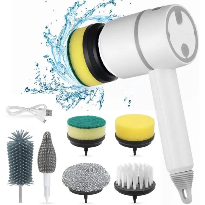 Electric Spin Scrubber Rechargeable with 6 Replaceable Cleaning Brush Heads