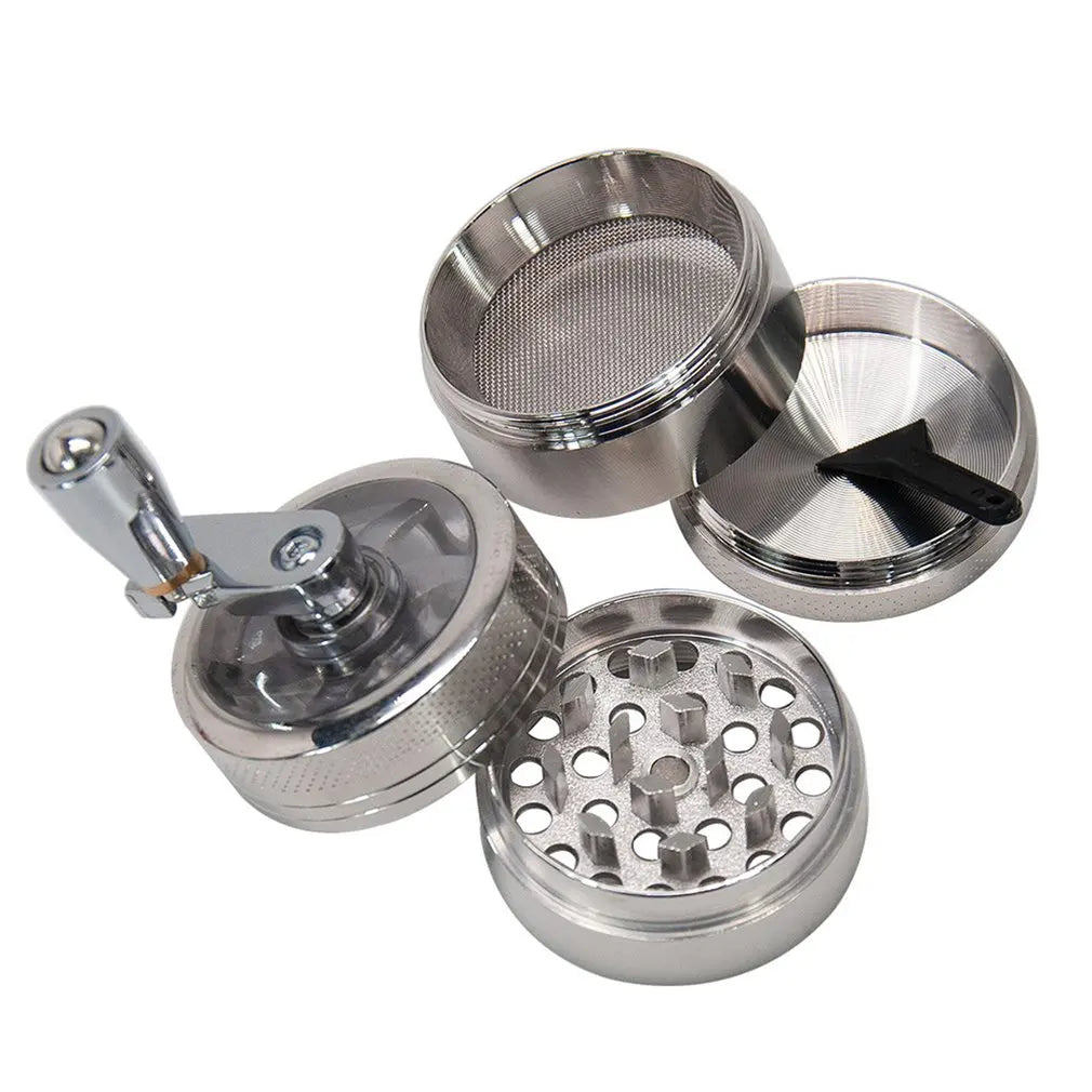 4-layer Aluminum Tobacco Grinder Manual Herbal Herb Mill Spice Crusher Hand Crank Muller Accessories