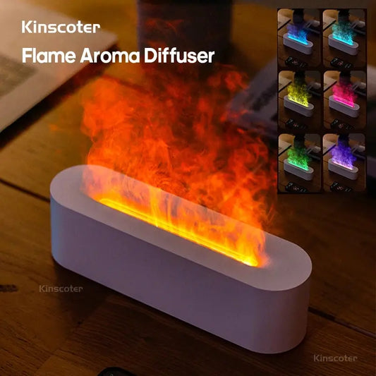 RGB Flame Aroma Diffuser Humidifier USB Desktop Simulation Light Aromatherapy Purifier Air