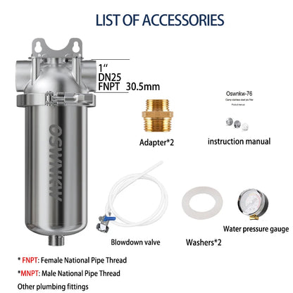 Pre Filter Purifier Whole House Spin Down Sediment Water Filter Central Prefilter System Backwash Stainless Steel Mesh