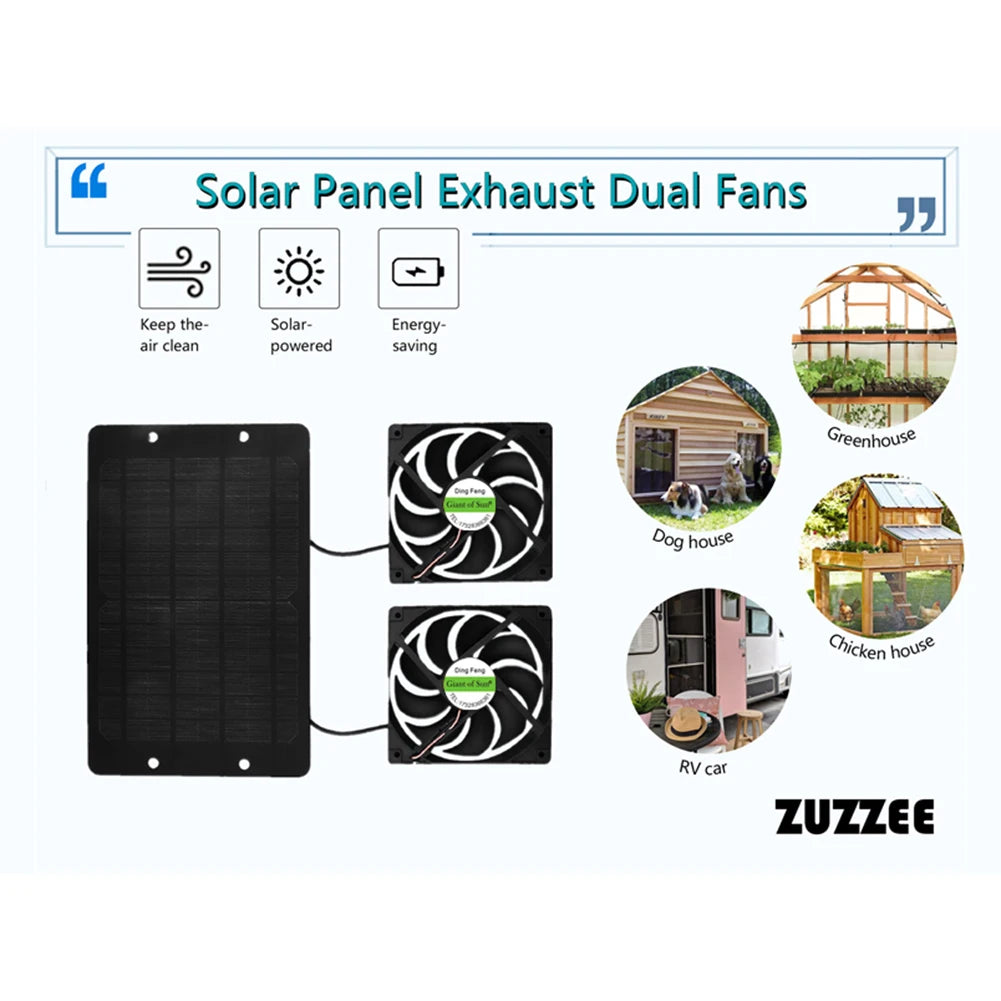 Portable 10W 12V Dual Solar Exhaust Fan Air Extractor