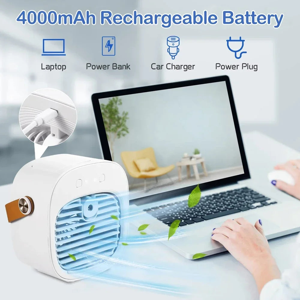 Portable Air Conditioner Rechargeable Mini Air Conditioners Personal Air Conditioning Cordless Cooler Fan For Room Camping.