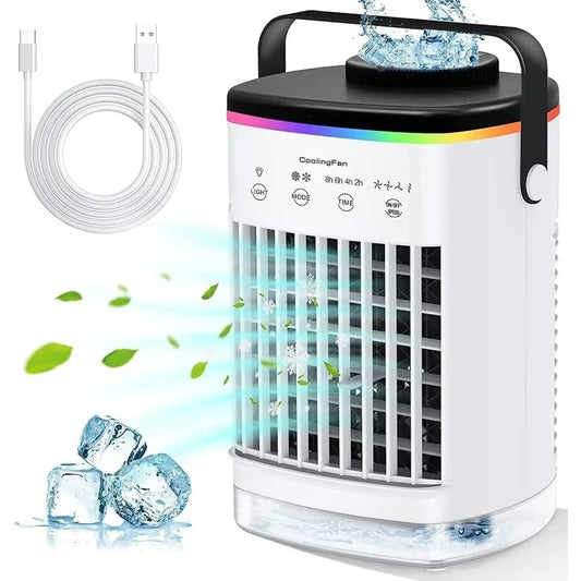 Portable Air Cooler

Desktop Cooling Fan with 4 Wind Speed & Colorful Light

Smart Air Conditioner Fan with Cool Mist & 2-8H Timer