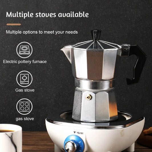 Cafetera Coffee Maker
Italian Aluminum Mocha Espresso Percolator Pot
Small Stovetop Filter Percolator
Safety Valve