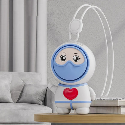Portable Cartoon Hanging-Neck Fan Kids USB Charging Mini Fan Cute Lanyard Fan.