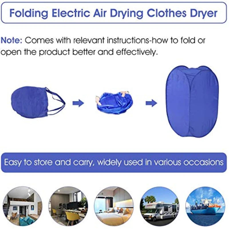 Portable Electric Clothes Dryer
Folding Travel Machine
Electric Folding Fast Clothing Drying Heater
With Rack For Home Dormitory