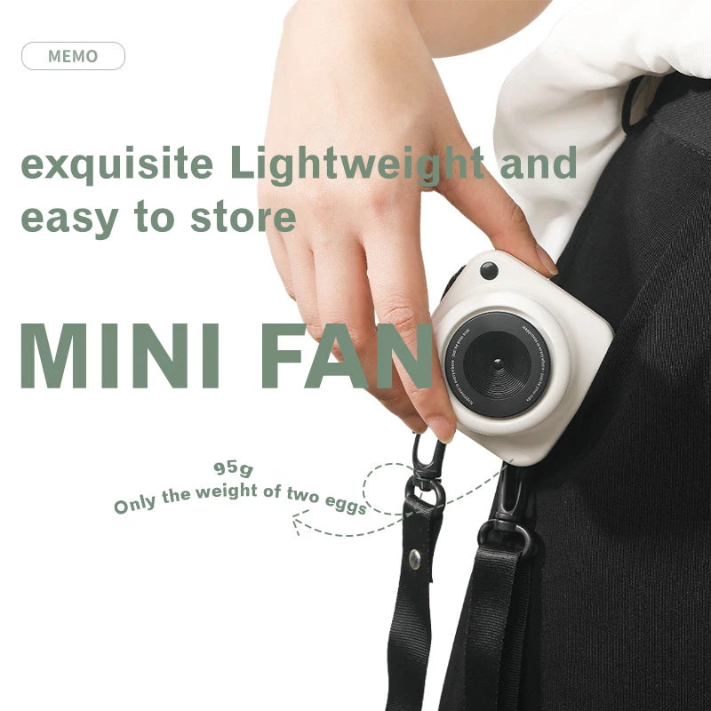Portable Hanging Neck Fan Vintage Camera Shaped Adjustable Handheld Mini Neck Fan with Lanyard for Outdoor Gift Summer Cool.