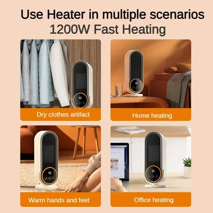 Portable Heater 1200W Electric Heater Space Heater with Remote Control Touch Screen Timing Electric Warmer Handy Heater for Home