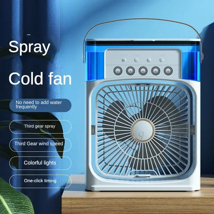 Portable Humidifier Fan Air Conditioner Household Small Air Cooler Hydrocooling Portable Air Adjustment For Office 3 Speed Fan.