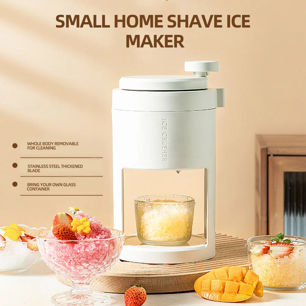 Portable Ice Crusher Hand Operated Shaved Ice Milkshake Maker