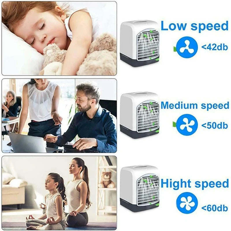 Portable Mini Desktop Air Conditioner USB Small Fan Cooling Humidifier Aromatherapy Air Cooler With Ice Water Tank.