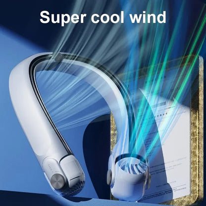 Portable Mini Hanging Neck Fan Adjustable Bladeless Turbine Neckband Fan Air Cooler USB Rechargeable Electric Fan.