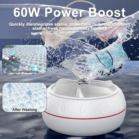 Portable Mini Ultrasonic Washer
Turbo Washing Machine
High Power Underwear Socks Business Travel USB Washer