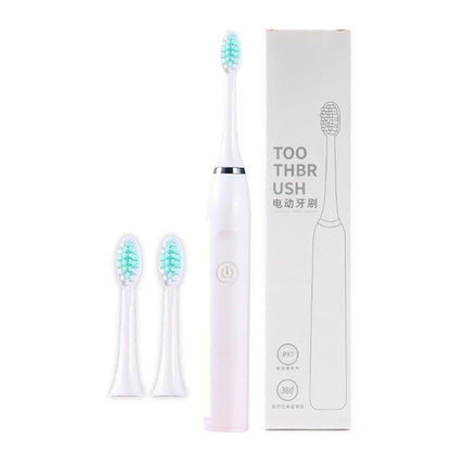 Portable Ultrasonic Electric Toothbrush 3 Replacement Heads Set