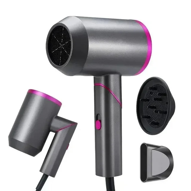 Professional Hair Dryer 1800W Powerful Hot and Cold Strong Wind Blower Constant Temperature Collecting Air Comb Nozzle Gear.