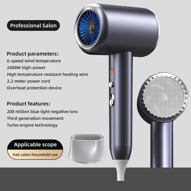 Professional Hair Dryer
Hot Cold Wind Air Brush Hairdryer
Negative Lonic Blow Dryer
Strong PowerDryer Salon Tool
2400W 3th Gear