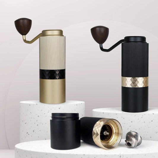 Professional Orca Hand Coffee Grinder with Aluminum Body and Titanium Core.